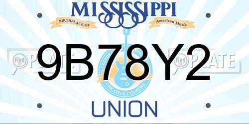 9B78Y2 Mississippi License Plate