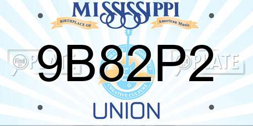 9B82P2 Mississippi License Plate