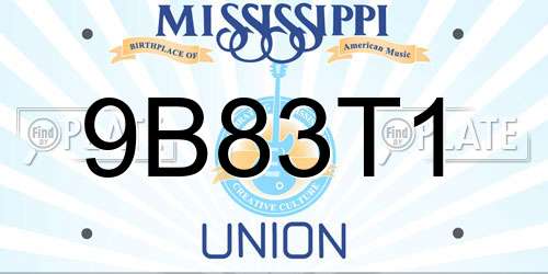 9B83T1 Mississippi License Plate