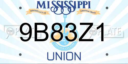 9B83Z1 Mississippi License Plate