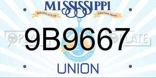 9B9667 Mississippi License Plate