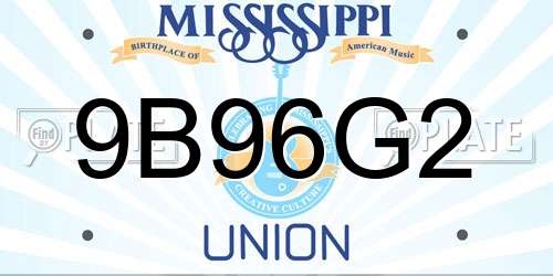 9B96G2 Mississippi License Plate