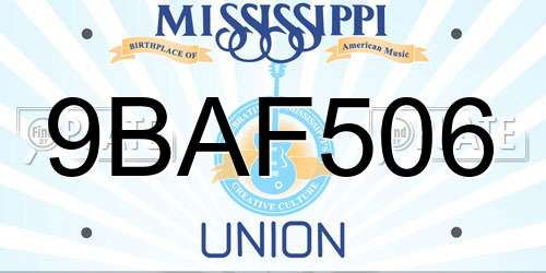 9BAF506 Mississippi License Plate