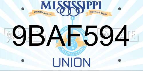 9BAF594 Mississippi License Plate