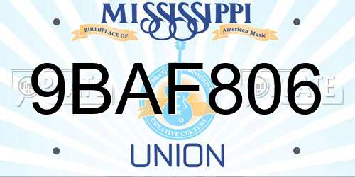 9BAF806 Mississippi License Plate