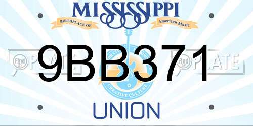 9BB371 Mississippi License Plate