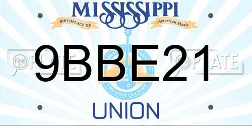 9BBE21 Mississippi License Plate