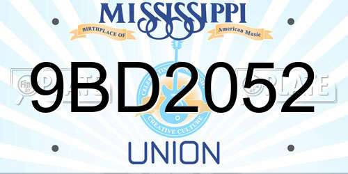 9BD2052 Mississippi License Plate