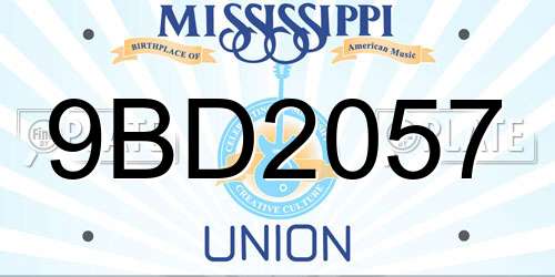 9BD2057 Mississippi License Plate