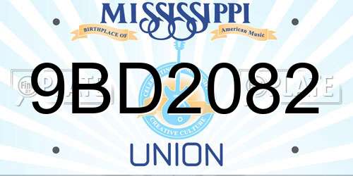 9BD2082 Mississippi License Plate