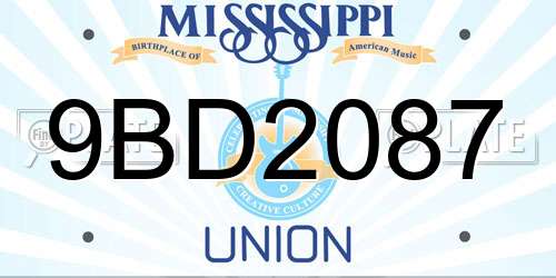 9BD2087 Mississippi License Plate