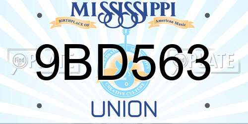 9BD563 Mississippi License Plate
