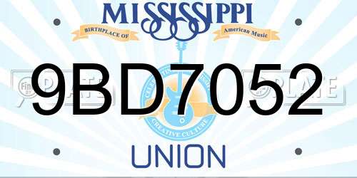 9BD7052 Mississippi License Plate