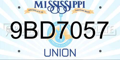 9BD7057 Mississippi License Plate