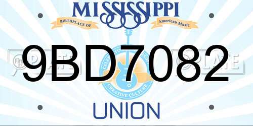 9BD7082 Mississippi License Plate