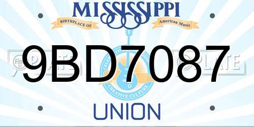 9BD7087 Mississippi License Plate