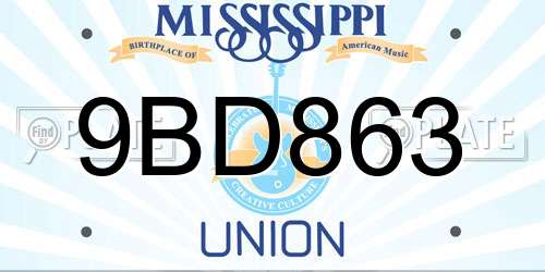9BD863 Mississippi License Plate