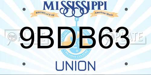 9BDB63 Mississippi License Plate