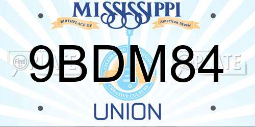 9BDM84 Mississippi License Plate