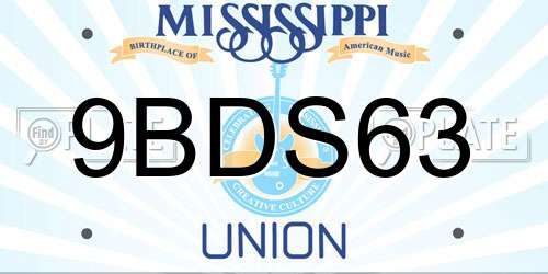 9BDS63 Mississippi License Plate