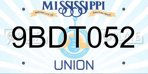 9BDT052 Mississippi License Plate
