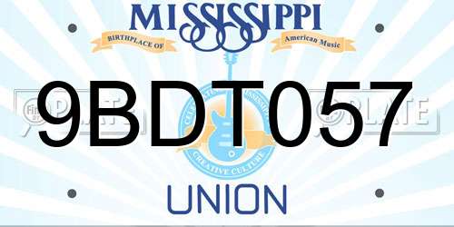 9BDT057 Mississippi License Plate