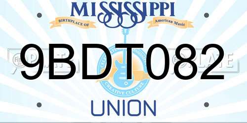 9BDT082 Mississippi License Plate