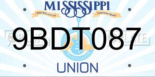 9BDT087 Mississippi License Plate