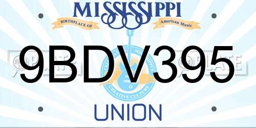 9BDV395 Mississippi License Plate