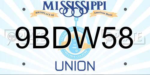 9BDW58 Mississippi License Plate