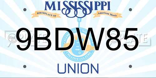 9BDW85 Mississippi License Plate