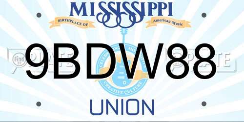 9BDW88 Mississippi License Plate