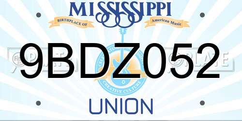 9BDZ052 Mississippi License Plate