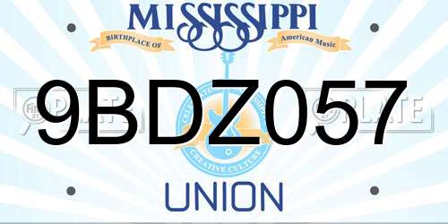 9BDZ057 Mississippi License Plate