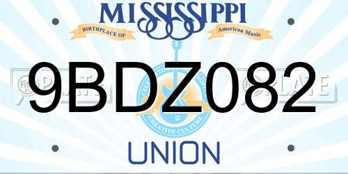 9BDZ082 Mississippi License Plate