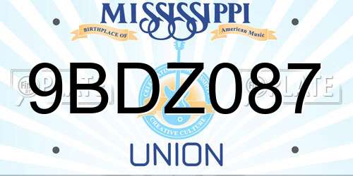 9BDZ087 Mississippi License Plate