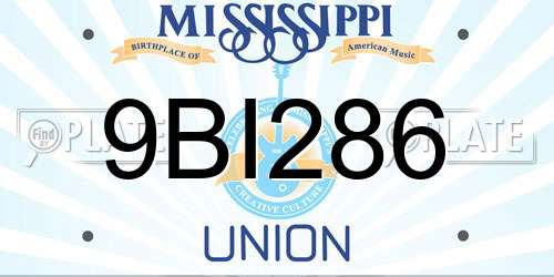 9BI286 Mississippi License Plate