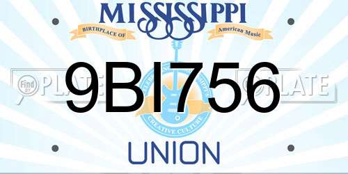 9BI756 Mississippi License Plate