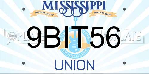 9BIT56 Mississippi License Plate
