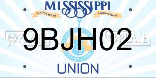 9BJH02 Mississippi License Plate