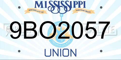 9BO2057 Mississippi License Plate