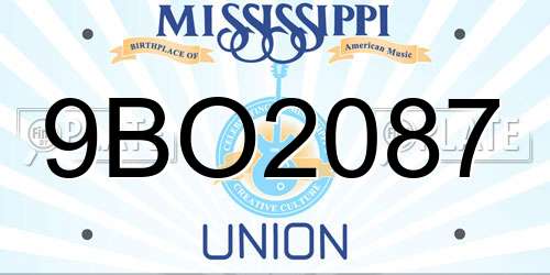 9BO2087 Mississippi License Plate