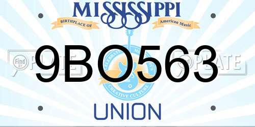 9BO563 Mississippi License Plate