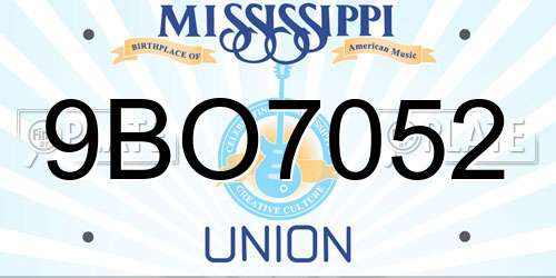 9BO7052 Mississippi License Plate