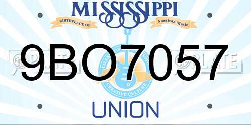 9BO7057 Mississippi License Plate