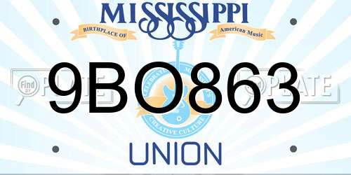 9BO863 Mississippi License Plate