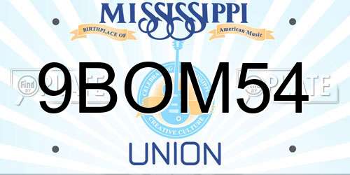 9BOM54 Mississippi License Plate