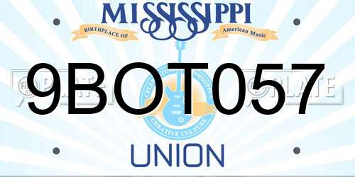 9BOT057 Mississippi License Plate