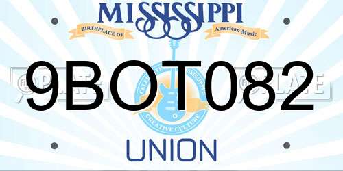 9BOT082 Mississippi License Plate
