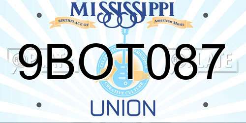 9BOT087 Mississippi License Plate